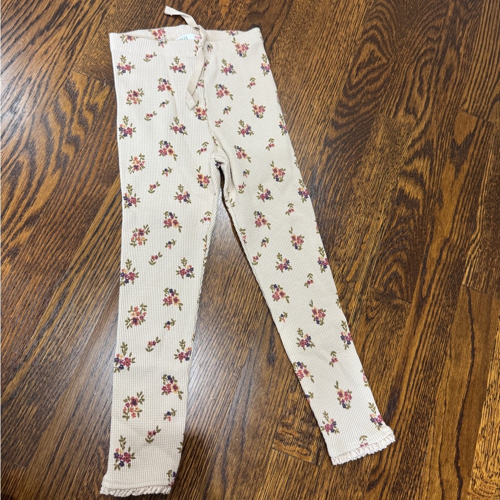 Zara Floral Waffle leggings pants, never worn
